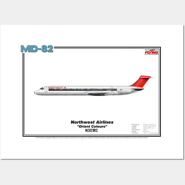 McDonnell Douglas MD-82 - Northwest Airlines "Orient Colours" (Art Print) Wall Art by TheArtofFlying